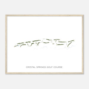 Parcours de golf de Crystal Springs, Californie - Carte aquarelle moderne | Cadeau golfeur, oeuvre d'art murale de golf, impression d'affiche de golf, aménagement du parcours