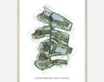 Stoneybrook Golf Course, Florida - Classic Watercolor Map | Golfer Gift, Golf Wall Art, Golf Poster Print, Course Layout