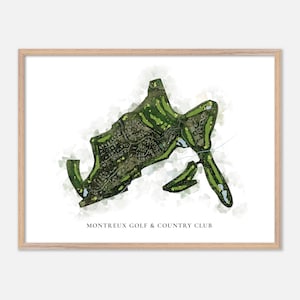 Montreux Golf & Country Club in Reno, Nevada - Klassische Aquarell Karte | Golfer Geschenk, Golf Wandkunst, Golf Poster Druck, Platz Layout