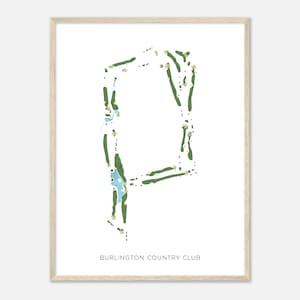 Burlington Country Club, Vermont - Mappa acquerello moderna / Regalo per golfista, Arte da parete per il golf, Stampa poster di golf, Layout del campo