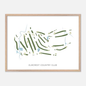 Elmcrest Country Club a East Longmeadow, Massachusetts - Mappa moderna ad acquerello / Regalo per golfisti, Arte murale per golf, Stampa poster per golf