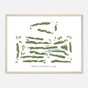 Ridge Country Club, Illinois - Modern Watercolor Map | Golfer Gift, Golf Wall Art, Golf Poster Print, Course Layout