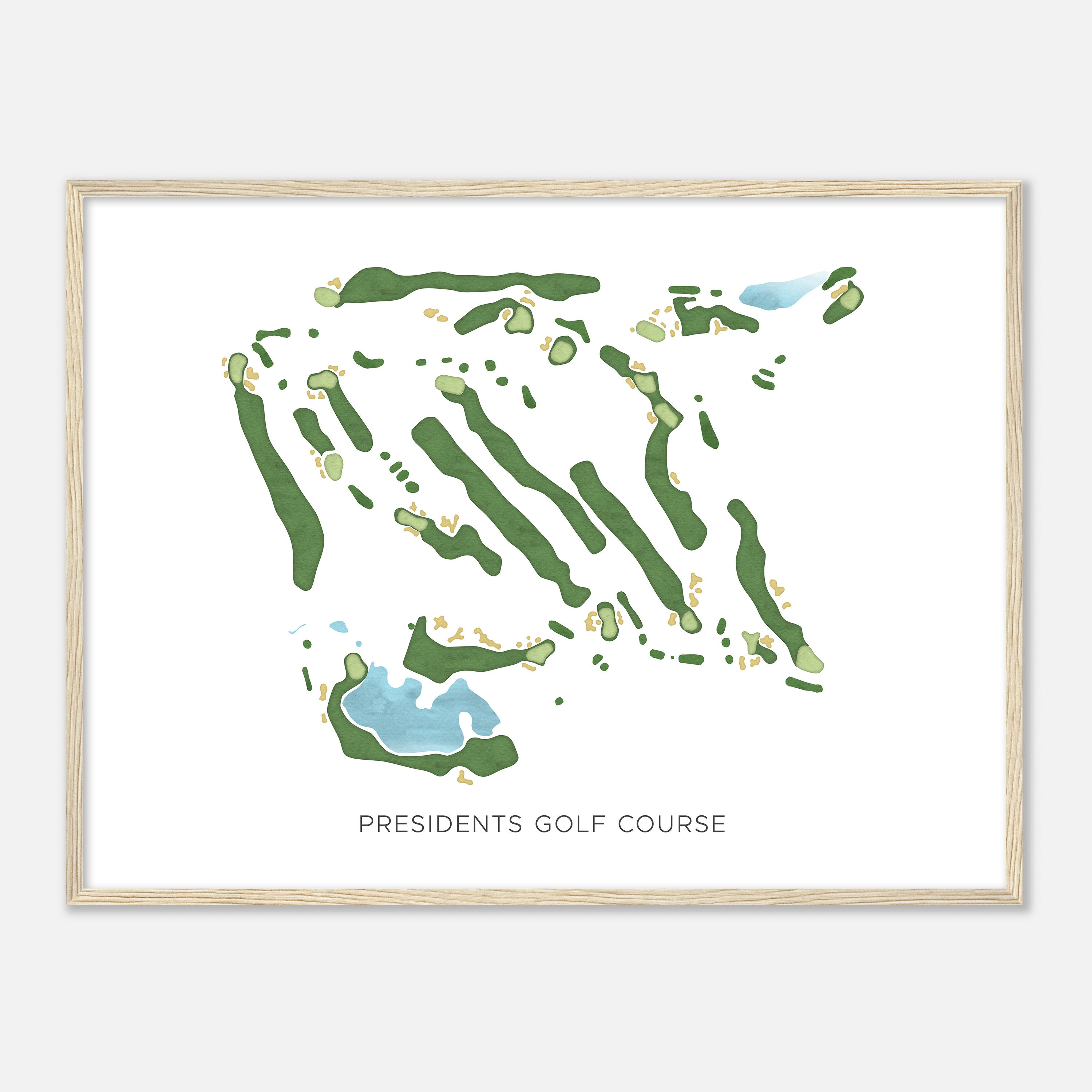 Presidents Golf Course, Massachusetts Modern Watercolor Map Golfer Gift