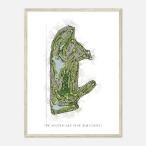 TPC Scottsdale Stadium Course, Arizona - Klassieke aquarelkaart | Golfer cadeau, golf kunst aan de muur, golf poster print, baanindeling