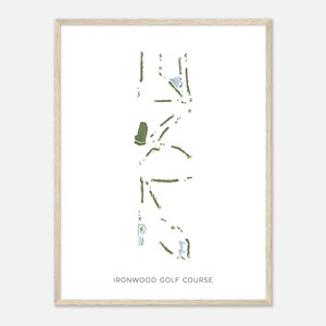 Ironwood Golf Course, Illinois - Modern Watercolor Map | Golfer Gift, Golf Wall Art, Golf Poster Print, Course Layout