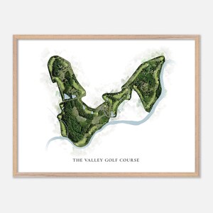 The Valley-golfbaan in Burlington, North Carolina: klassieke aquarelkaart | Golfcadeau, golfmuurkunst, golfposterprint