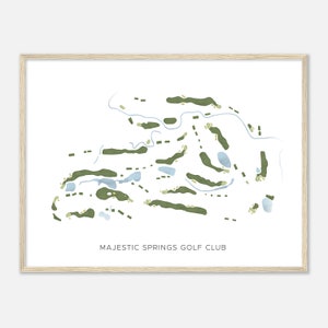 Majestic Springs Golf Club, Ohio - Carte aquarelle moderne | Cadeau golfeur, oeuvre d'art murale de golf, impression d'affiche de golf, aménagement du parcours
