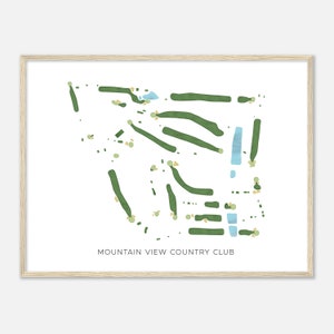 Mountain View Country Club, Pennsylvania - Mappa moderna ad acquerello / Regalo per golfisti, Arte da parete per golf, Stampa poster di golf, Layout del campo