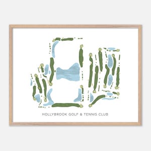 Hollybrook Golf & Tennis Club in Pembroke Pines, Florida: moderne aquarelkaart | Golfcadeau, golfmuurkunst, golfposterprint