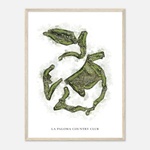 La Paloma Country Club, Arizona - Carte aquarellée classique | Cadeau golfeur, oeuvre d'art murale de golf, impression d'affiche de golf, aménagement du parcours