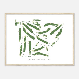 Monroe Golf Club, New York - Moderne aquarelkaart | Golfer cadeau, golf kunst aan de muur, golf poster print, baanindeling