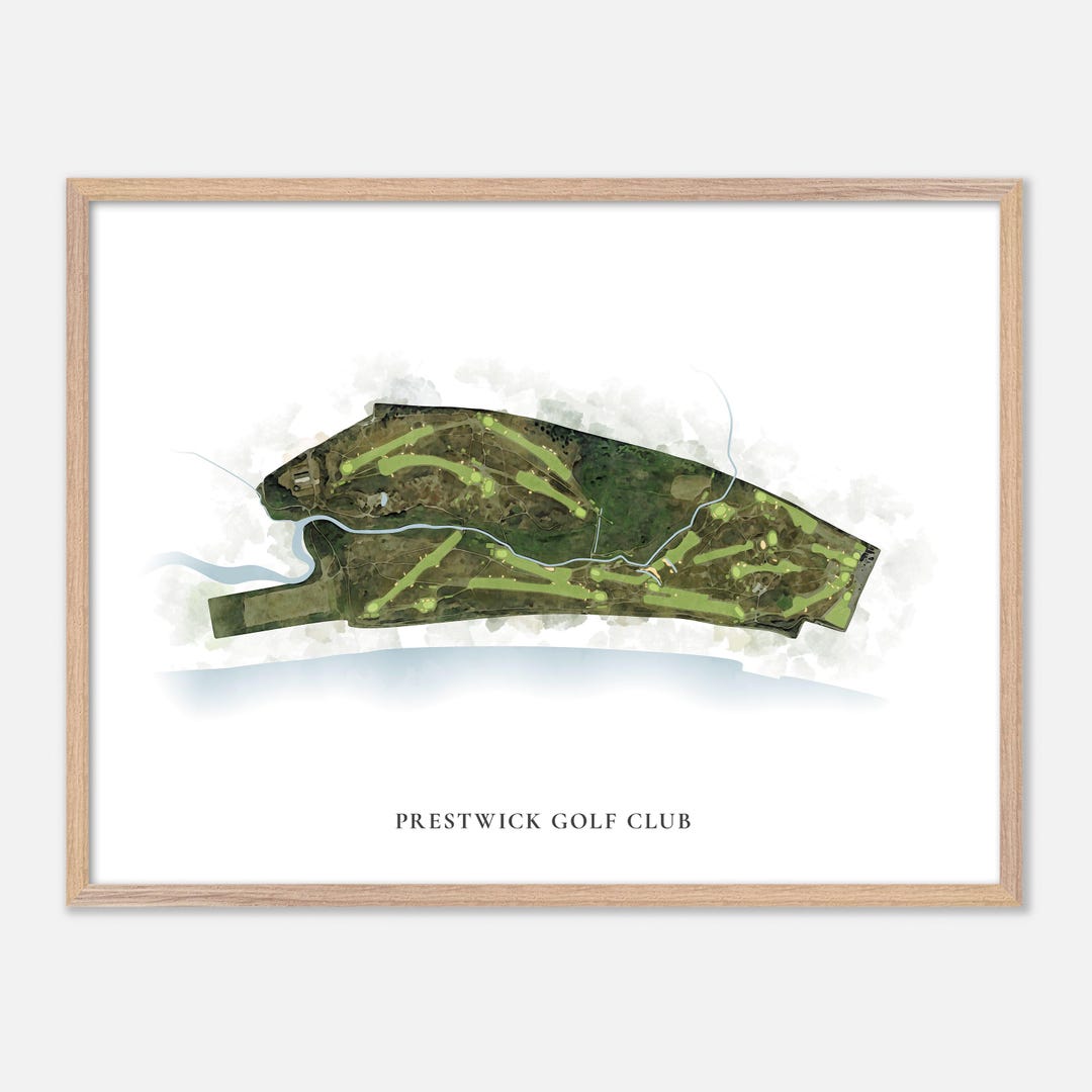 Prestwick Golf Club, Scotland - Classic Watercolor Map | Golfer Gift ...