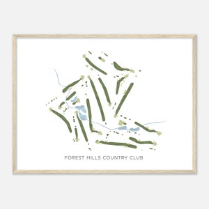 Forest Hills Countryclub, Illinois - Moderne Aquarell Landkarte | Golfer Geschenk, Golf Wandkunst, Golf Poster Druck, Platz Layout