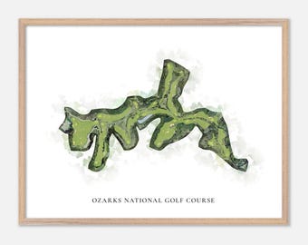 Ozarks National Golf Course in Hollister, Missouri - Classic Watercolor Map | Golfer Gift, Golf Wall Art, Golf Poster Print