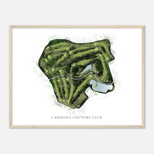 Carolina Country Club, Carolina del Nord - Mappa classica ad acquerello/Regalo per golfista, Arte da parete per il golf, Stampa poster di golf, Layout del campo