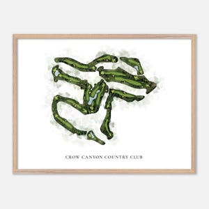 Crow Canyon Country Club in Danville, Kalifornien - Klassische Aquarell Karte | Golfer Geschenk, Golf Wandkunst, Golf Poster Druck, Platz Layout