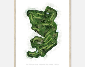 The Jones course at the Speidel Golf Club at Oglebay, West Virginia - Classic Watercolor Map | Golfer Gift, Golf Wall Art