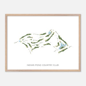 Indian Pond Country Club in Kingston, Massachusetts: moderne aquarelkaart | Golfcadeau, golfmuurkunst, golfposterprint, baanindeling