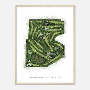 North Ridge Country Club, California - Classic Watercolor Map | Golfer Gift, Golf Wall Art, Golf Poster Print, Course Layout
