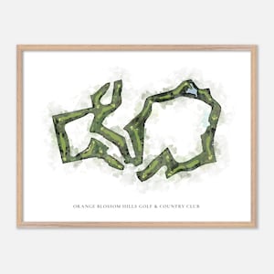 Orange Blossom Hills Golf & Country Club in The Villages, Florida: klassieke aquarelkaart | Golfcadeau, golfmuurkunst