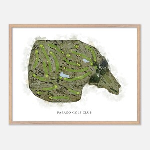 Papago Golf Club à Phoenix, Arizona - Carte aquarelle classique | Cadeau golfeur, oeuvre d'art murale de golf, impression d'affiche de golf, aménagement du parcours