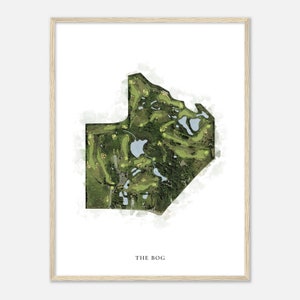 The Bog, Wisconsin - Klassieke aquarelkaart | Golfer cadeau, golf kunst aan de muur, golf poster print, baanindeling