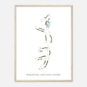 Parcours de golf de Mission Del Lago, Texas - Carte aquarelle moderne | Cadeau golfeur, oeuvre d'art murale de golf, impression d'affiche de golf, aménagement du parcours