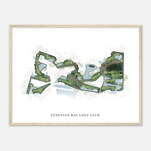 Venetian Bay Golf Club, Florida - Klassieke aquarelkaart | Golfer cadeau, golf kunst aan de muur, golf poster print, baanindeling