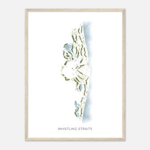 Whistling Straits, Wisconsin - Moderne Aquarell Landkarte | Golfer Geschenk, Golf Wandkunst, Golf Poster Druck, Platz Layout