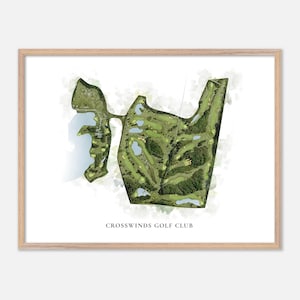 Crosswinds Golf Club in Savannah, Georgia - Classic Watercolor Map | Golfer Gift, Golf Wall Art, Golf Poster Print, Course Layout