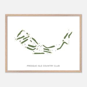 Presque Isle Country Club a Presque Isle, Maine - Mappa moderna ad acquerello / Regalo per golfisti, Arte murale da golf, Stampa poster da golf, Layout del campo