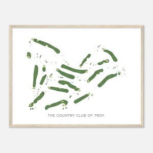 Il Country Club di Troy, New York - Mappa acquerello moderna / Regalo per golfisti, Arte da parete per golf, Stampa poster di golf, Layout del campo