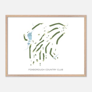 Foxborough Country Club a Foxboro, Massachusetts - Mappa moderna ad acquerello / Regalo per golfisti, Arte murale per golf, Stampa poster per golf, Layout del campo