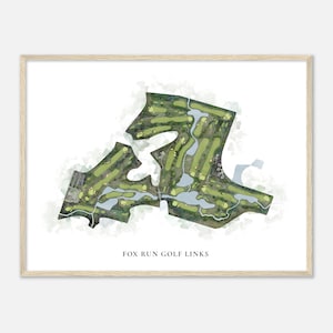Fox Run Golf Links, Illinois - Klassieke aquarelkaart | Golfer cadeau, golf kunst aan de muur, golf poster print, baanindeling