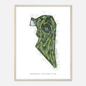 Woodhill Country Club, Minnesota - Mappa classica ad acquerello / Regalo per golfista, Arte da parete per golf, Stampa poster di golf, Layout del campo