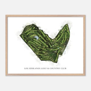 Los Serranos Golf & Country Club in Chino Hills, Kalifornien - Klassische Aquarell Landkarte | Golfer Geschenk, Golf Wandkunst, Golf Poster Druck