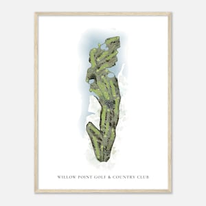 Willow Point Golf & Country Club, Alabama - Klassische Aquarell Landkarte | Golfer Geschenk, Golf Wandkunst, Golf Poster Druck, Platz Layout