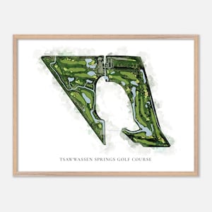 Parcours de golf de Tsawwassen Springs, Canada - Carte aquarelle classique | Cadeau golfeur, oeuvre d'art murale de golf, impression d'affiche de golf, aménagement du parcours
