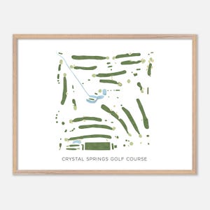 Parcours de golf de Crystal Springs à Seymour, Wisconsin - Carte aquarelle moderne | Cadeau golfeur, oeuvre d'art murale de golf, impression d'affiche de golf, aménagement du parcours