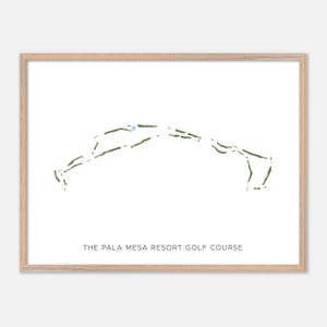 Le parcours de golf du Pala Mesa Resort à Fallbrook, Californie - Carte aquarelle moderne | Cadeau de golfeur, oeuvre d'art murale de golf, impression d'affiche de golf