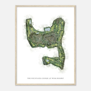 The Fountains Course at Welk Resort, California - Classic Watercolor Map | Golfer Gift, Golf Wall Art, Golf Poster Print, Course Layout