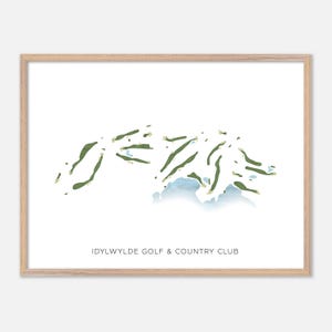 Idylwylde Golf & Country Club a Greater Sudbury, Canada - Mappa moderna ad acquerello / Regalo per golfisti, Arte murale per golf, Stampa poster per golf