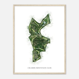 Cramer Mountain Club, North Carolina - Klassieke aquarelkaart | Golfer cadeau, golf kunst aan de muur, golf poster print, baanindeling