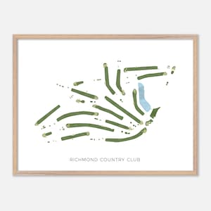 Richmond Country Club a Richmond, California - Mappa moderna ad acquerello / Regalo per golfisti, Arte murale per golf, Stampa poster per golf, Layout del campo