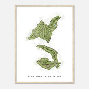 MountainGate Country Club, California - Mappa classica ad acquerello/Regalo per golfista, Arte da parete per il golf, Stampa poster di golf, Layout del campo