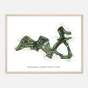 Magnolia Green Golf Club, Virginia - Klassische Aquarell Karte | Golfer Geschenk, Golf Wandkunst, Golf Poster Druck, Platz Layout
