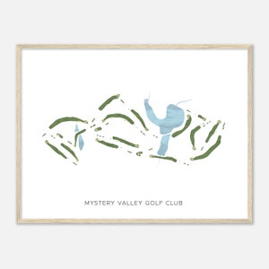 Mystery Valley Golf Club, Georgia - Moderne aquarelkaart | Golfer cadeau, golf kunst aan de muur, golf poster print, baanindeling