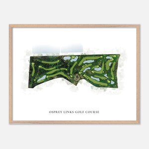 Osprey Links-golfbaan in Callander, Canada: klassieke aquarelkaart | Golfcadeau, golfmuurkunst, golfposterprint, baanindeling