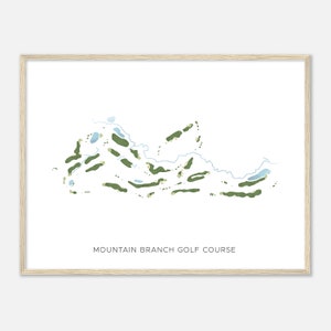 Mountain Branch Golf Course, Maryland - Moderne aquarelkaart | Golfer cadeau, golf kunst aan de muur, golf poster print, baanindeling