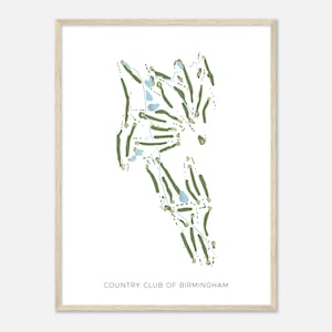Country Club of Birmingham, Alabama - Moderne Aquarell Landkarte | Golfer Geschenk, Golf Wandkunst, Golf Poster Druck, Platz Layout